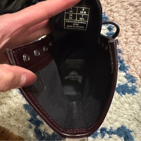 Dr Martens VEGAN 1460 LACE UP BOOTS Cherry Red — Oxford Rub Off Size L 7 - Picture 4 of 13